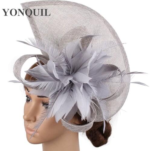 Elegant Bride Wedding Chic Headwear Fancy Feather Flower Cocktail Fascinator Hat Headband Show Race Accessories Ladies Chapeau
