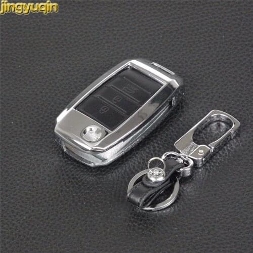 Jingyuqin 5PCS 3 Buttons New Arrival Zinc Alloy+Leather Car Key Case Cover For Kia Sportage R K3 K4 K5 Ceed Sorento Car-styling