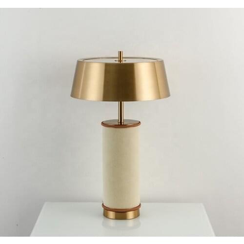 Leather Base Gold Metal Lamp Shade Led Table Lamp Dask Lamp deco