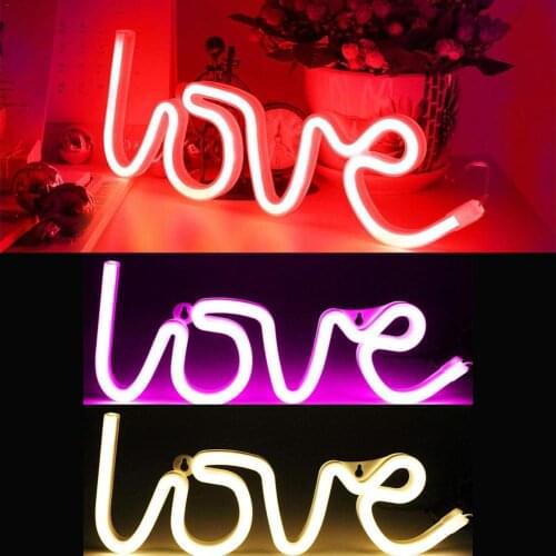 Creative LED Neon Light Sign LOVE HEART Wedding Party Decoration Neon Lamp Valentines Day Bedroom Home Decor Night Lamp Gift