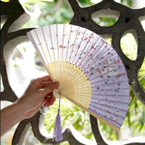 Summer antique fan folding fan classic Chinese style Hanfu retro womens portable folding small fan customization