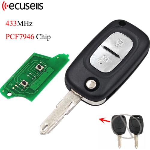 Modified 2 Button Flip Remote Car Key 433MHz PCF7946 Chip for Renault VIVARO MOVANO TRAFFIC MASTER KANGOO