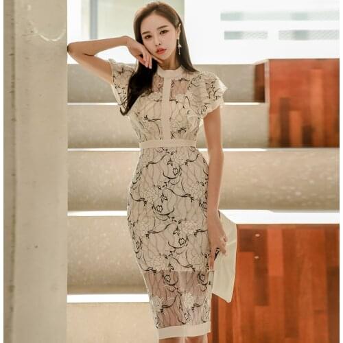 New arrival women sweet lace perspective club dress fashion casual comfortable party elegant high quality sexy cute pencil dress