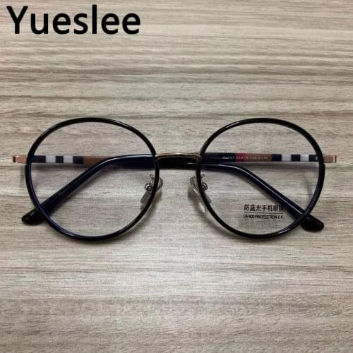51060 Plastic Titanium Anti Blue Light Retro Round Glasses Frame Men Women Optical Fashion Computer Eyeglasses