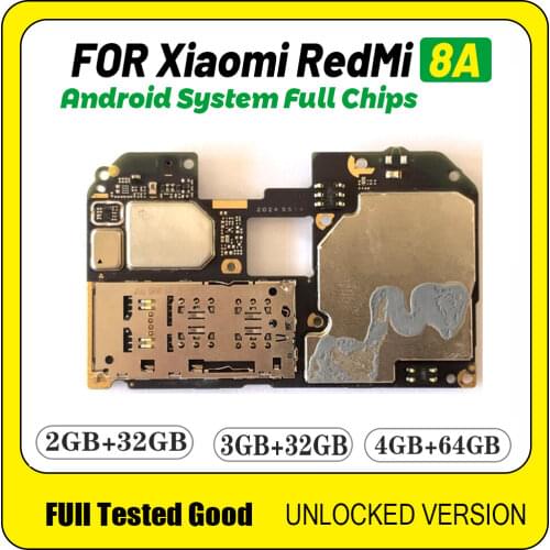 Original 100% Work Unlock Motherboard For Xiaomi HongMi Redmi 8A Logic Circuit Board Global Version 16GB/32GB Redmi 8A Mainboard