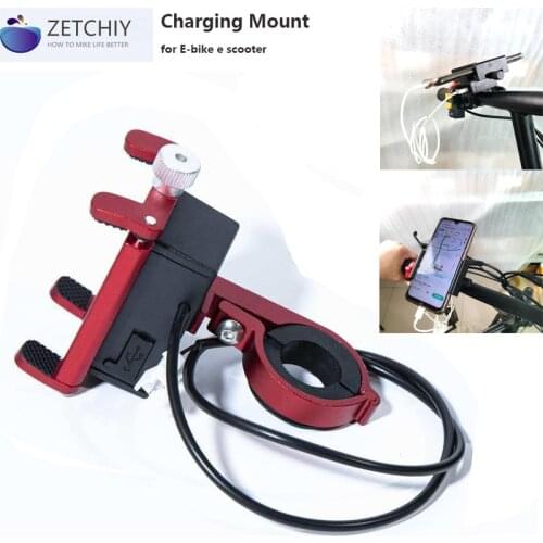 Alloy Mobile phone navigation GPS bracket Holder Stand mount w 2A USB Charger For E-bike Electric bicycle Scooter