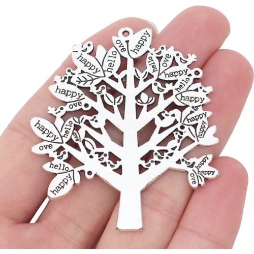 3 x Tibetan Silver Large Tree Plant Charms Pendants for Necklace Jewelry Making Findings Accessories 59x51mm