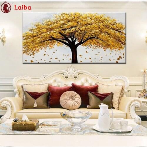 Full Square Diamond Hot selling home art, golden tree deciduous Embroidery Sale Diamond Painting Cross Stitch Home Decoration