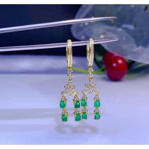 Simple and delicate, precious gemstone Natural emerald earrings, Colombian emeralds, professional natural gem shop, 925 silver