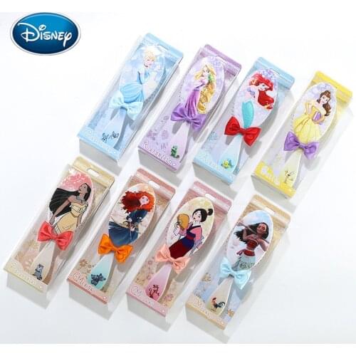 Disney 1pcs Princess comb new cartoon pattern bow hair comb girl airbag 16 style gift hair accessories Frozen Elsa Anti-Static