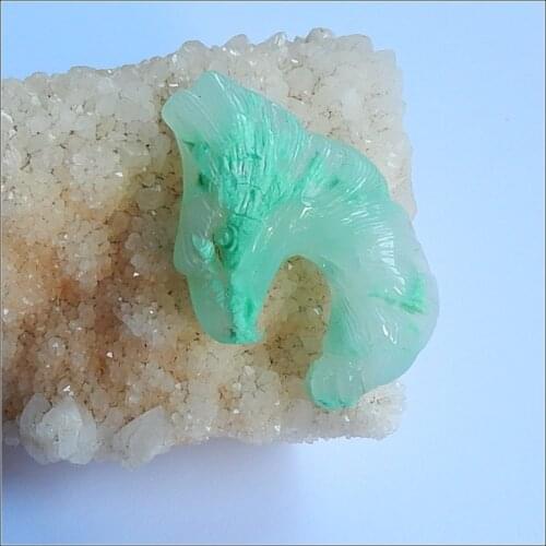 Sale 1Pcs Natural Stone Chrysocolla Handmade Owl Gemstone Cabochon 49x33x12mm 17.8g Trendy Man Jewelry Accessories