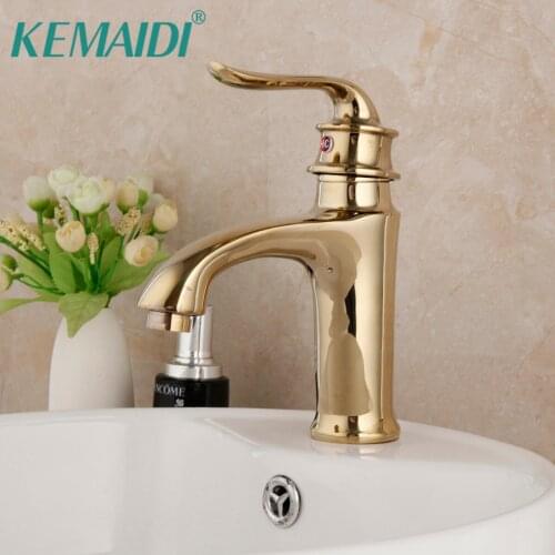 KEMAIDI Basin Faucet Water Tap Bath 360 Swivel Gold Bathroom Faucet Single Handle Sink Tap Mixer Hot Cold Sink Water Crane