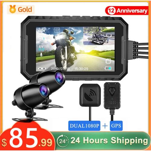 Motorcycle Camera HD 1080P Dual Lens Motorbike Bike Video Recorder Waterproof Night Vision GPS Wifi Dash Cam