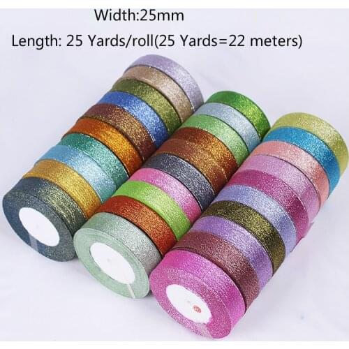 25mm (25Yards) Colorful Onion Belt Organza Ribbon Glitter Ribbon For Christmas Cake Box Gift Packaging onion ribbon DIY Material