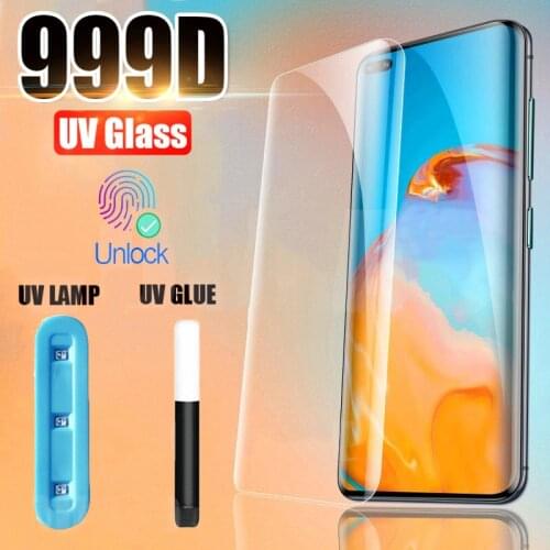 Tempered Glass For Huawei P20 P30 P40 Pro Lite Screen Protector UV Liquid Curved Full Glue For Huawei Mate 20 30 Pro Lite Glass