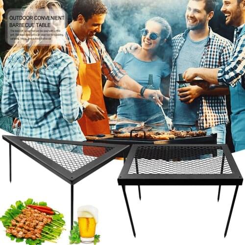 32X24/30X2cm Folding Barbecue Grill Camping Iron Mesh BBQ Cooking Table Durable Korean Charcoal Barbecue Grills Stand Stove