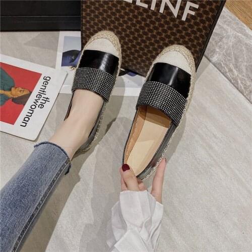 Fashion Autumn Women Vulcanized Shoes Woman Casual Flat Shoes Sexy Crystal Rhinestone Slip On Ballet Flats Ballerines Flats 2021
