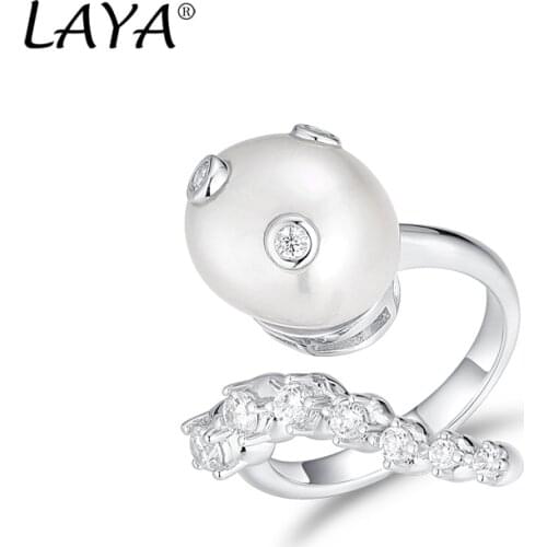 925 Sterling Silver High Quality Zircon Natural Baroque Pearl Opening Ring For Womens Party Fashion Cute Romantic Jewelry Gift