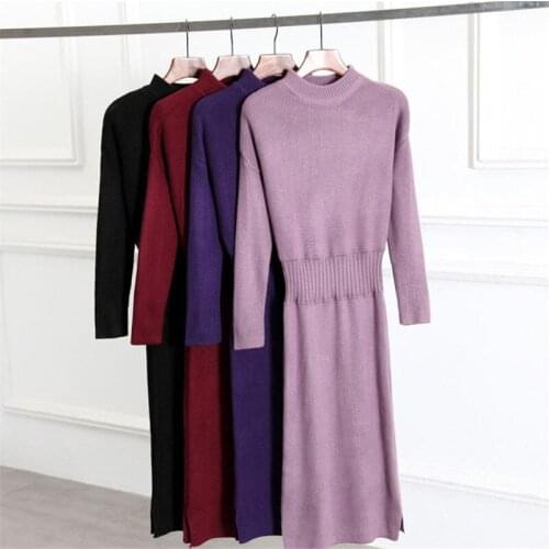 Women Sweater Dress Autumn Winter Elegant Warm Knitted Dresses Ladies High Waist Sexy Slim Long Sleeve Knit Dress Vestidos 1516