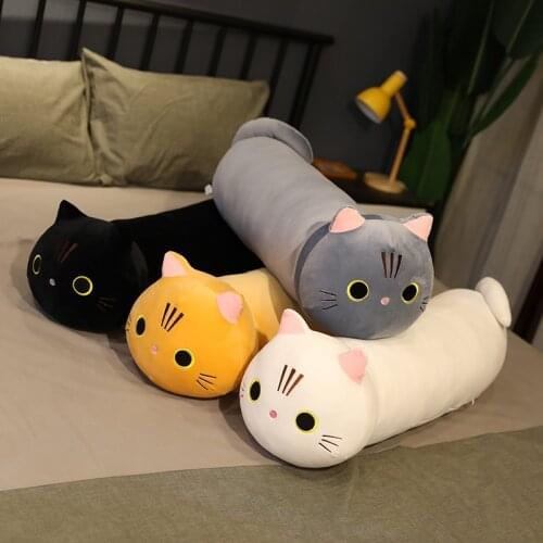 1pc 80/100CM kawaii Long Cat Pillow Plush Toys Cute Stuffed Soft Animal Cat Sleeping Cushion Dolls for Baby Girlfriend Present
