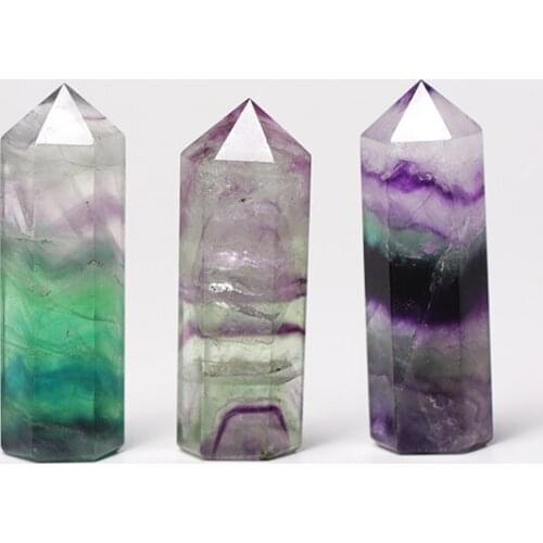 1 PC Natural Crystal Fluorite Crystal Mineral Hexagonal Column Crystal Healing Quartz Mineral Reiki Ornament