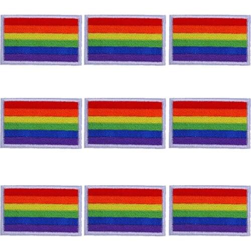 Pulaqi 10PCS LGBT Patch Rainbow Wholesale Patches Iron On Patches For Clothing GAY Stripe Wholesale Dropship Custom Patch