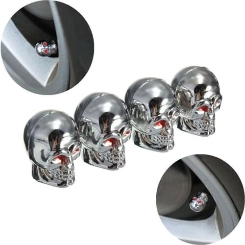 4Pcs/Set Universal Car Wheel Tyre Tires Valve Stem Caps Skull Style Antirust Copper Core Motorcycle Bike Air Caps Dust Covers