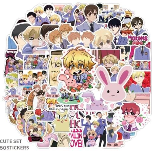 50pcs/set Anime Kawaii Ouran High School Host Club Waterproof Stickers For DIY Skateboard Suitcase Luggage Guitar Car