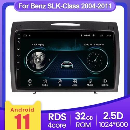 For Mercedes Benz SLK class R171 SLK200 SLK280 SLK300 2000-2011 Car Radio 9" Headunit GPS Navigation Stereo Wifi Quad-core