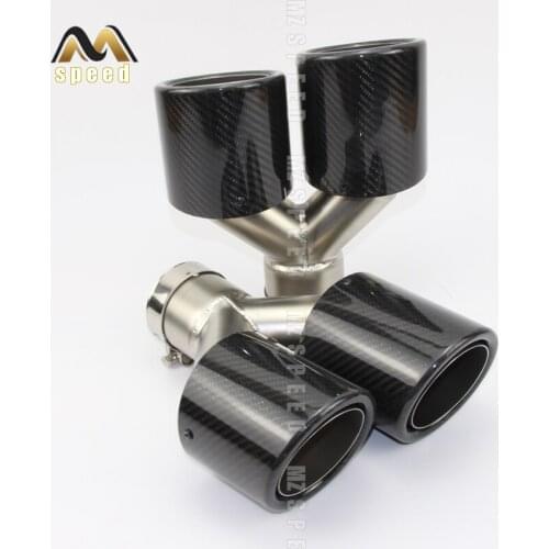 Car styling Modified exhaust pipe muffler tail throat 304 stainless steel and carbon fiber double outlet tail pipe