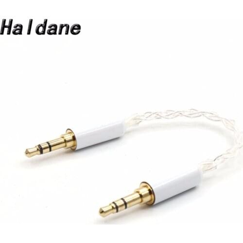 Free shipping Haldane 10cm Silver Plated 3.5mm Male to 3.5mm Male Stereo Audio Hifi Audio cable car AUX wire jump cable