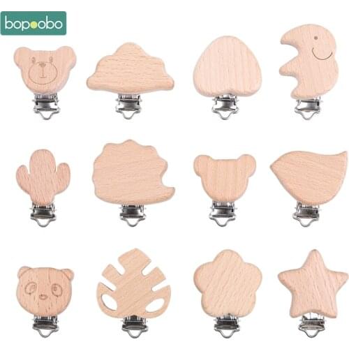 Bopoobo 20pc Pacifier Wooden Heart Clip Baby Teether Ecofriendly Crafts Wooden Dummy Clips For Baby Newborn Dummy Clip Chains