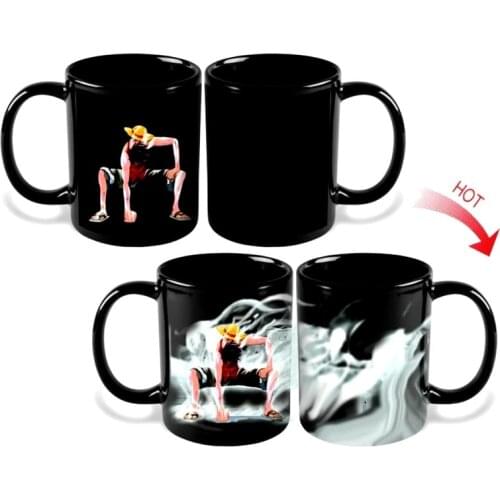 One Piece Monkey D Luffy Mug Cup Magic Ceramic Coffee Cups Hot Cold Heat Sensitive Color-Changing for friend Gift