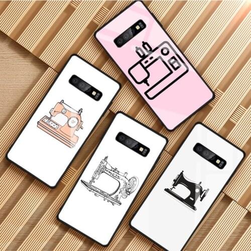 Sewing machine Tempered Glass Phone Case For Samsung Galaxy S8 S9 S10 S20 PLUS J8 J6 J4 2018 NOTE 8 9 10 Cover Shell
