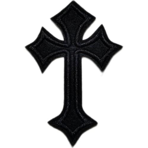 Black cross Iron on transfers Patches for clothing Rock Punk Sticker Sewing Supplies Decorative Appliques Zipper Clothes Patch