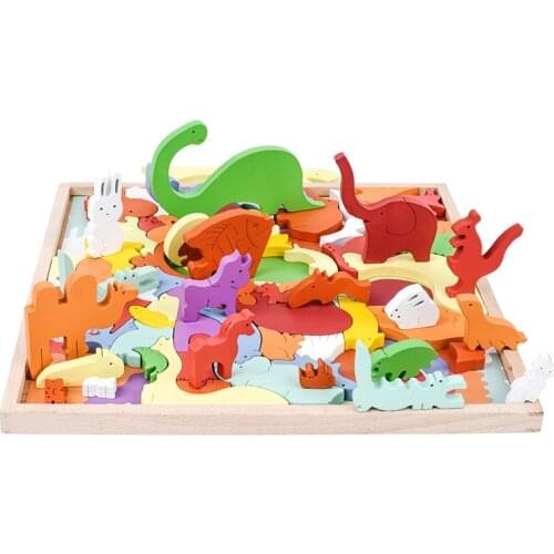 Wooden Animals 3d Puzzles Montessori Toys Kids Montessori Materials Educational Toys For Children Stacked Balance Bricks Games