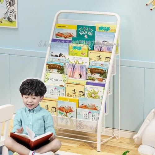 Childrens Bookshelf Floor Simple Baby Picture Book Rack Living Room Bedroom Wrought Iron Multi-layer Storage Bookcase Rack
