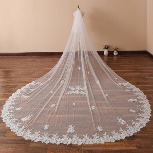 Cathedral applique veil wedding veil white lace veil lvory bridal veils Wedding Accessories