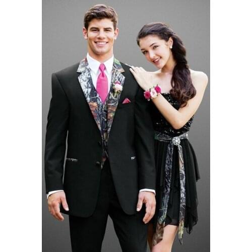 Hot Sale Two Buttons Black Groom Tuxedos Notch Lapel Groomsmen Mens Wedding Prom Suits (Jacket+Pants+Vest+Tie) NO:109
