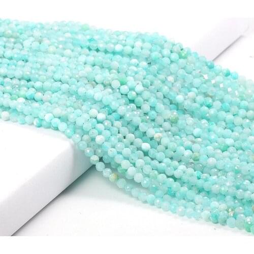 Natural stone Faceted Small Beads Amazonite Loose isolation Beads for jewelry making DIY necklace bracelet accessories 2 3mm