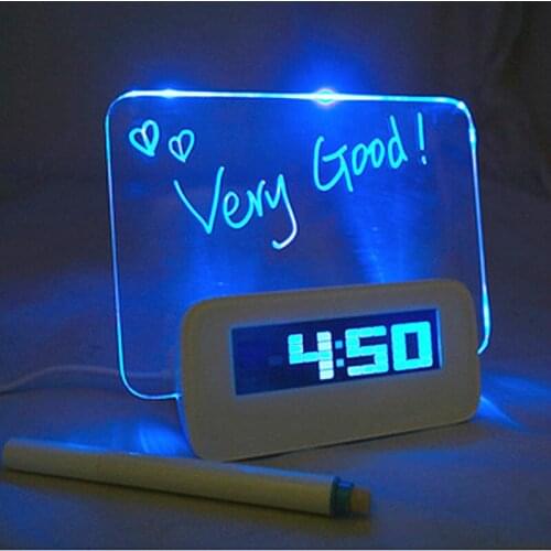 Creative fashion message board clock LED electronic clock big screen romantic fluorescent alarm clock