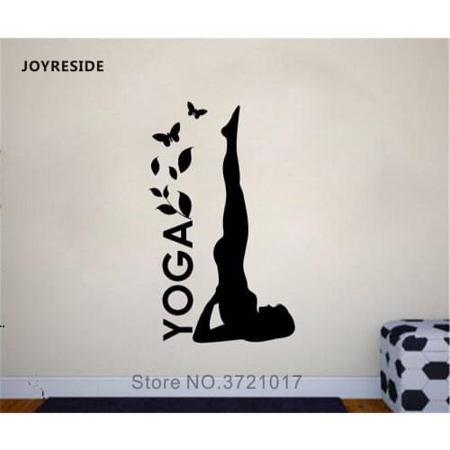 JOYRESIDE Yoga Butterflies Wall Decal Vinyl Sticker Sport Style Decor Quote Yoga Home Room Wall Decal Interior Decor Mural A608