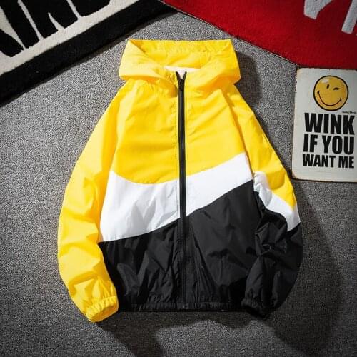 2021 New Mens Jacket Fashion Style Color Matching Hooded Jacket Loose Street Hoodie Zipper Thin Jacket Plus Size 3XL