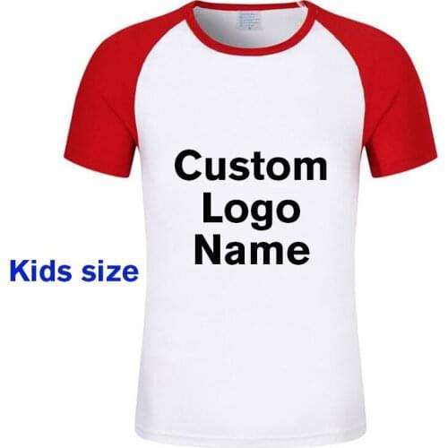 OEM Design 100% Modal T Shirt DIY Custom Logo Child Casual Tops Tees Short raglan Sleeve Patchwork Printed Name boy and girls