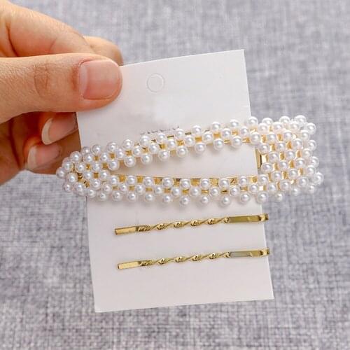Wholesale Lots Salon Metal Pearl Hair Clips Combination Minimalist Sweet Hair Pins and Clips Hair Styling for Hot Beauty Hair