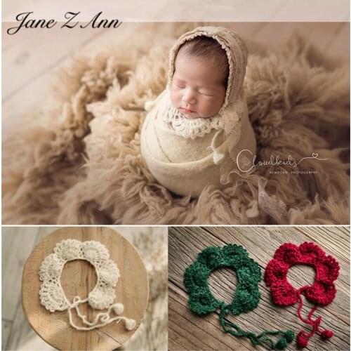 Jane Z Ann Handmade Crochet Small Collar Yarn Weaving specialDesign Baby Photo Shooting props 3 colors
