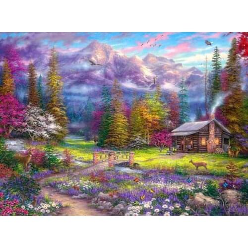 Landscape Picture Mountain Scenic hut 5d diy Diamond Painting cross stitch Diamant full square round mosaic pattern
