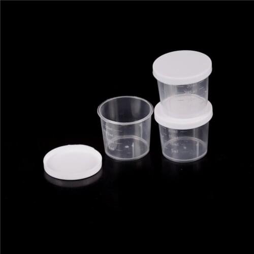 10Pcs/set 20ml Plastic Liquid Measuring Cups Plastic Graduated Laboratory Bottle Lab Test Measuring Container Cups with Cap