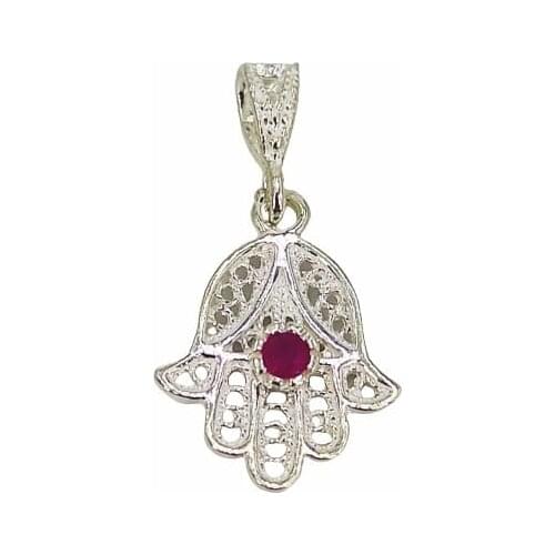 925 silver pendant FATIMA hand with red zircon brand OSNOR
