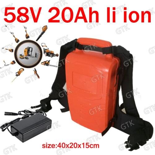 GTK Portable 58V 20Ah Lithium ion battery 60v 20ah li ion for Grass mower Chainsaw hair dryer garden weeder Pruning +3A charger